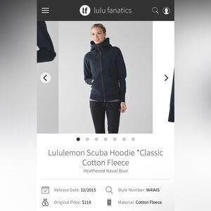 Lululemon cotton Scuba Hoodie size 6